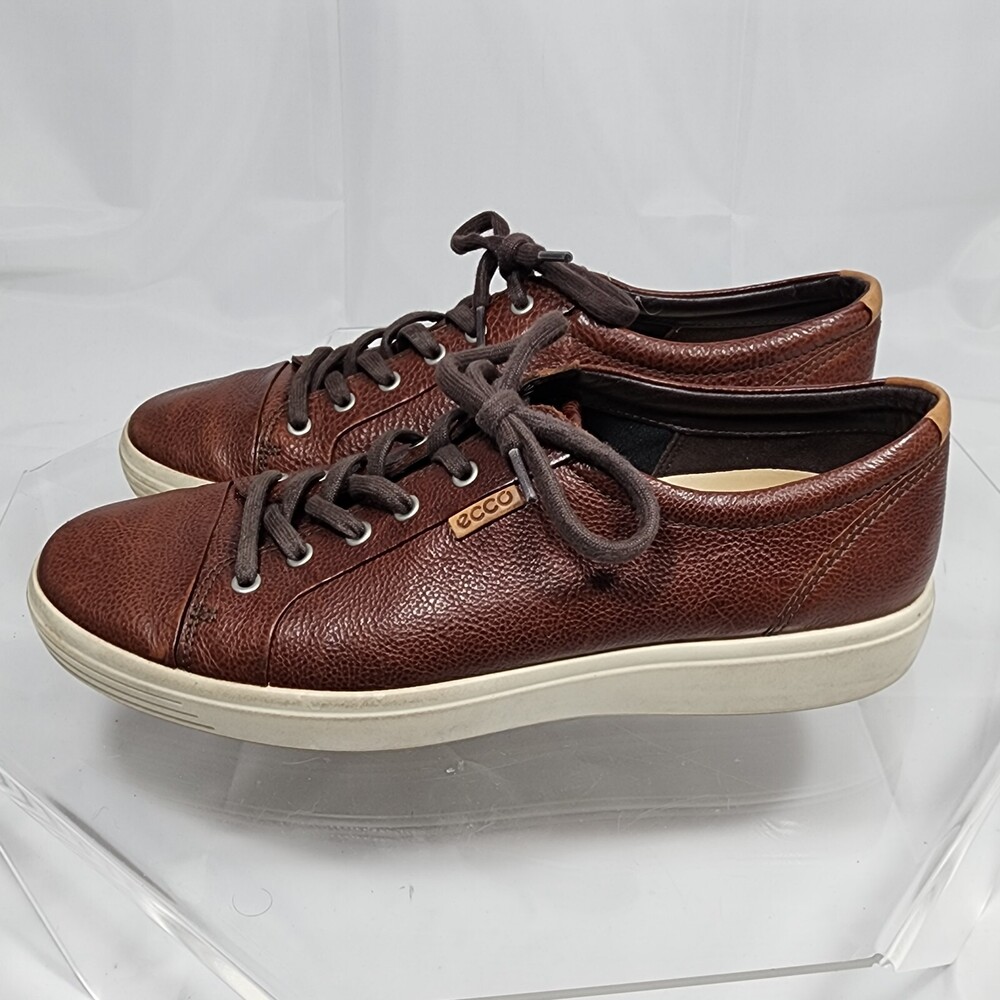 Ecco Soft 7 Men Size 11 EU 45 Brown Leather Comfort Casual Sneakers